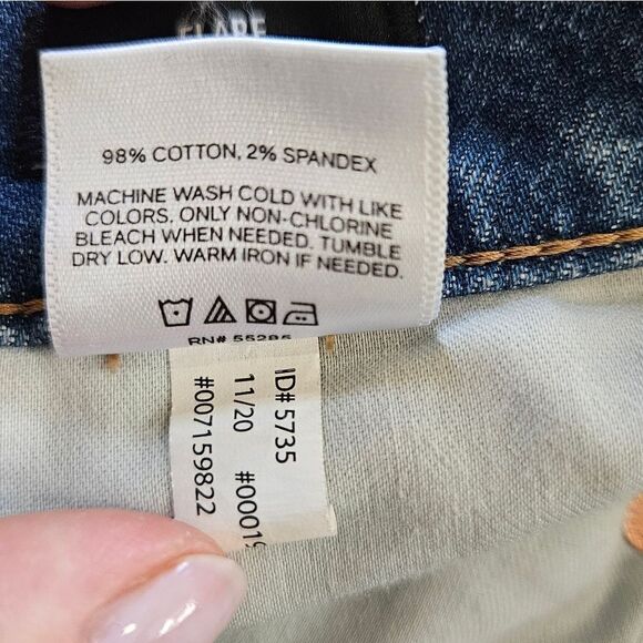 Express High Rise Flare Rigid Denim Dark Wash '70s Inspired Full Length Jeans 6 - Picture 10 of 10